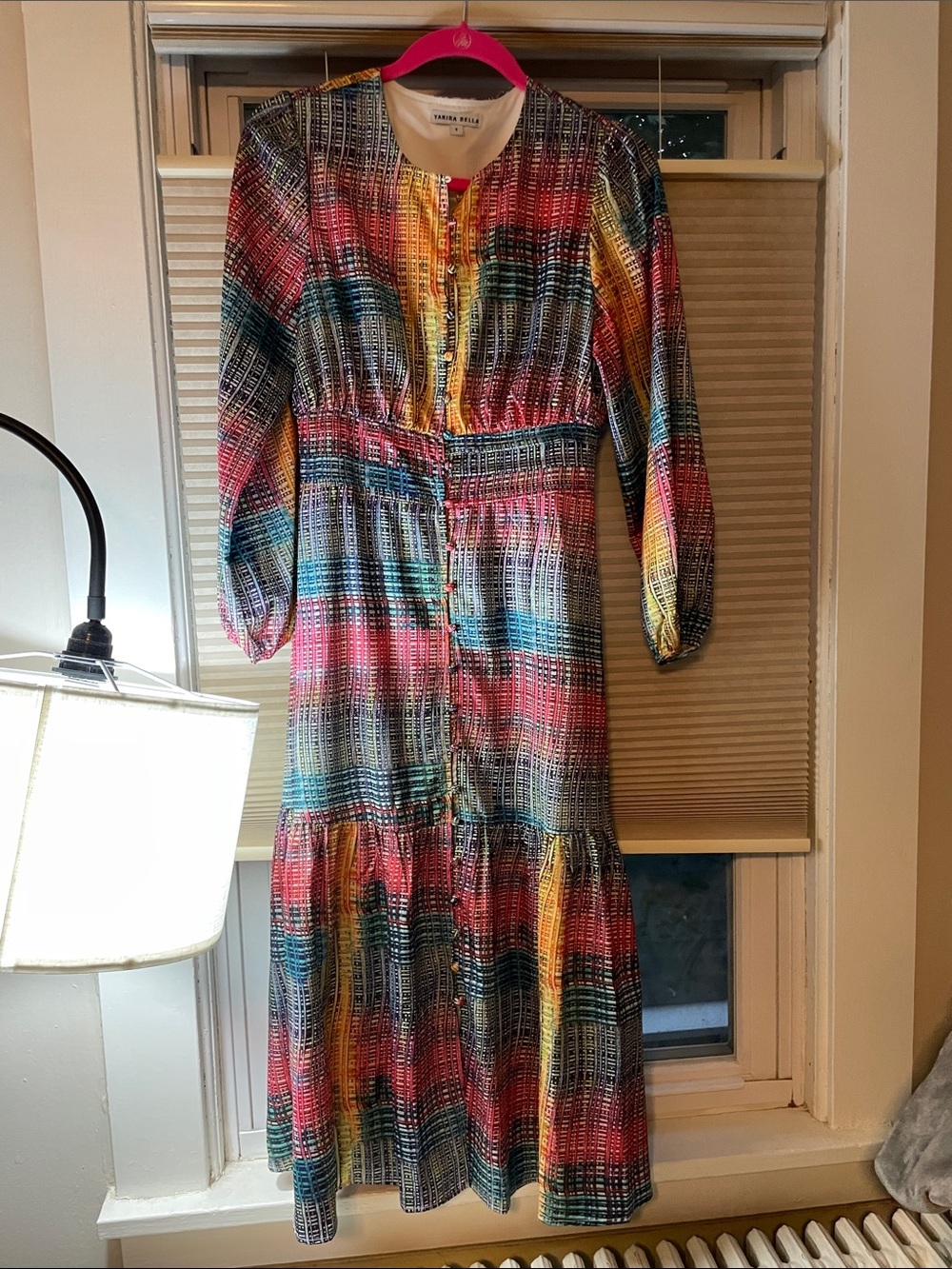 Colorful Plaid Button-Front Maxi Dress